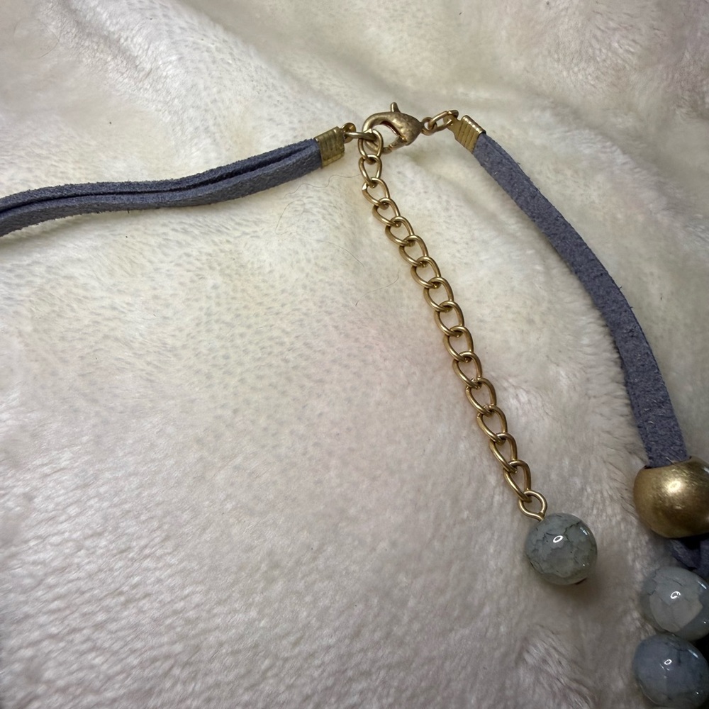 Anthropologie Double Layer Statement Necklace Blue - image 7